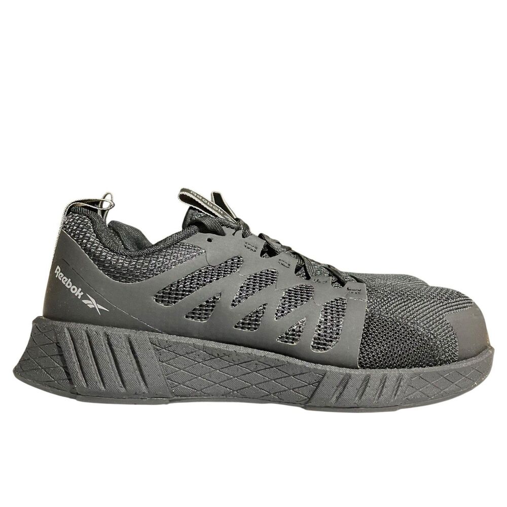 Reebok‎ Shoes Mens 7.5 Black Fusion Flexweave Safety Toe Work Sneakers RB4317